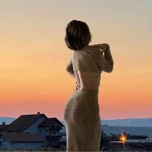 Earth Tone Fitted Dress